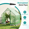 Portable outdoor warm house with PE cover, zippered door, and sturdy electroplated metal pipes for year-round plant protection.