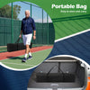 Portable pickleball net with carry bag, featuring a strong 18-ply PE net and 6 lockable wheels for easy transport.