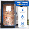 Portable steam sauna box in blue with adjustable temperature, 3L steamer, and spacious design for full-body relaxation.