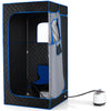 Portable steam sauna box with a 3L steamer, adjustable temperature, and included chair for home relaxation.