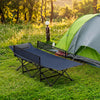 Portable navy toddler cot bed with guardrails, featuring a durable frame and breathable fabric, perfect for camping or travel.