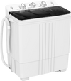 Portable washing machine with built-in drain pump, 12 lbs capacity, and dual motors for efficient cleaning in white.