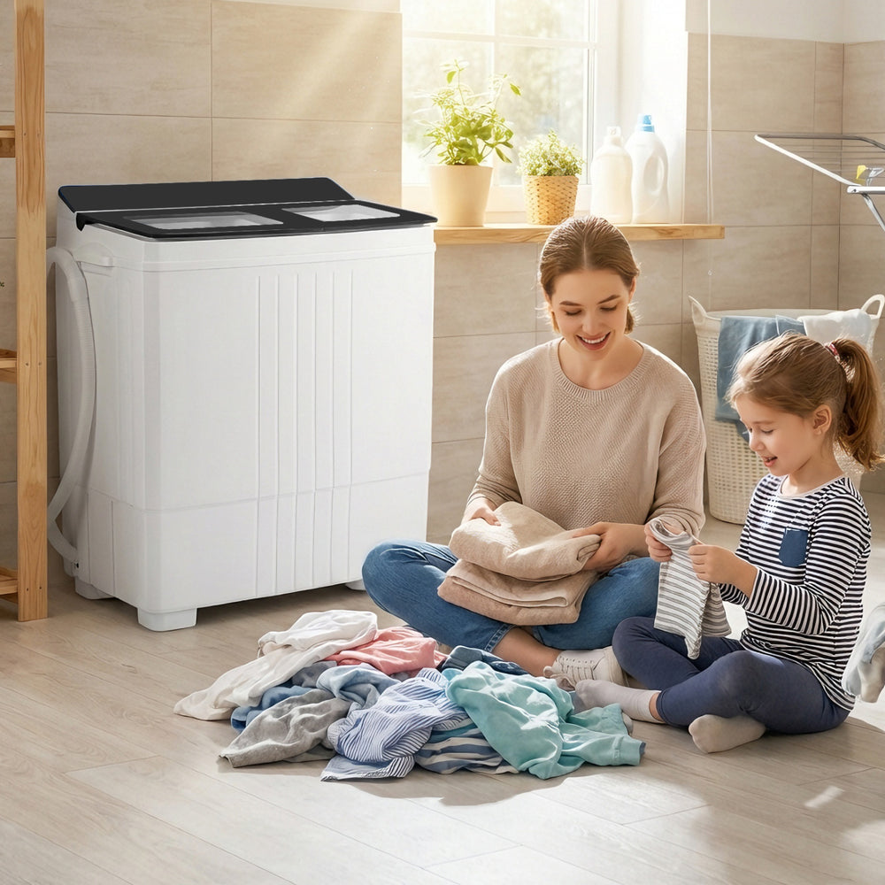 Portable Washing Machine with 12 LBS Washer and 8 LBS Spinner Combo for Apartments-Gray - Gallery View 1 of 11