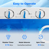 Portable washing machine control panel showing washer timer, mode selector, and spin timer for easy operation.