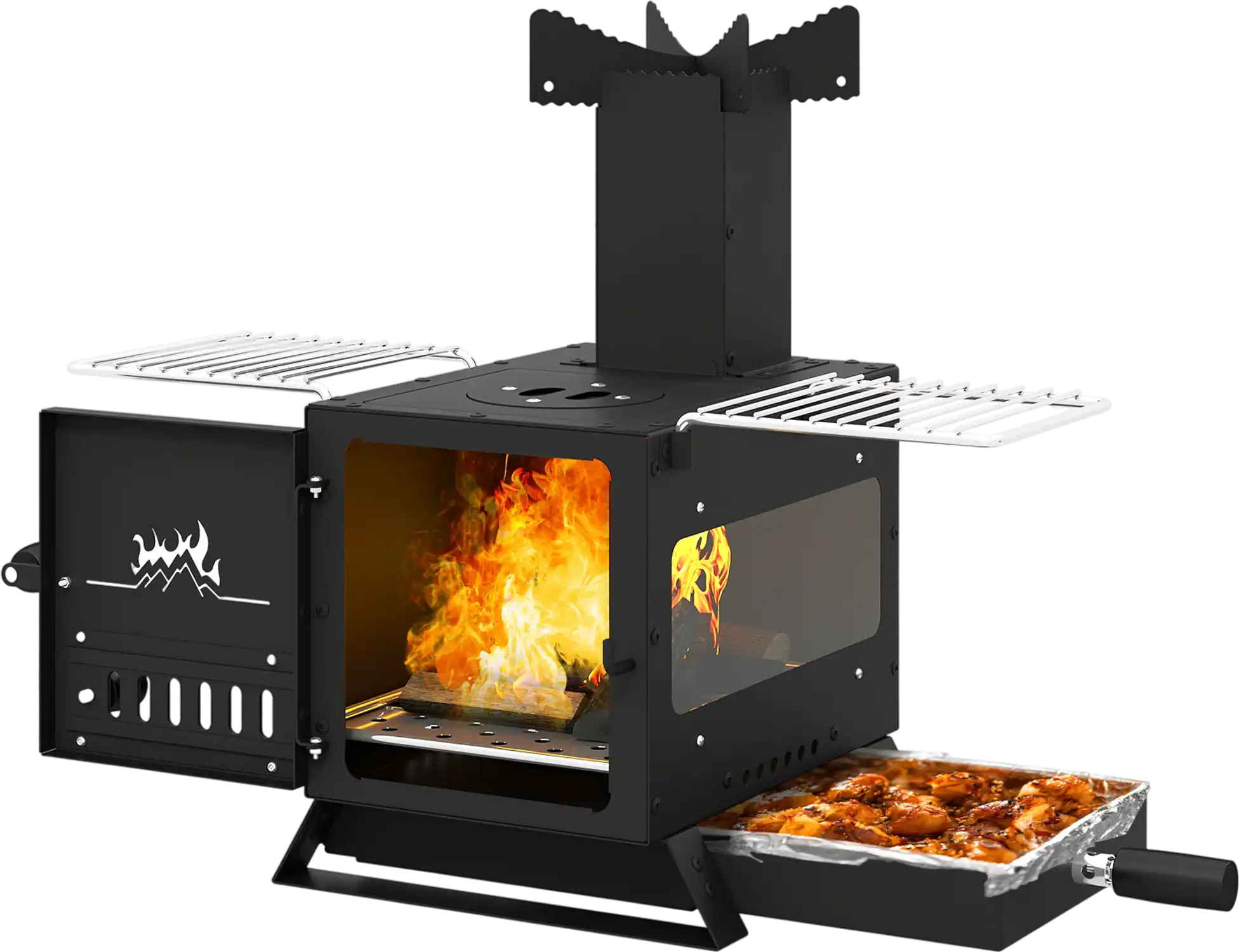 Costway Portable Wood Burning Stove Mini Heater Burner Pot Rack Oven Pan 26253872 New