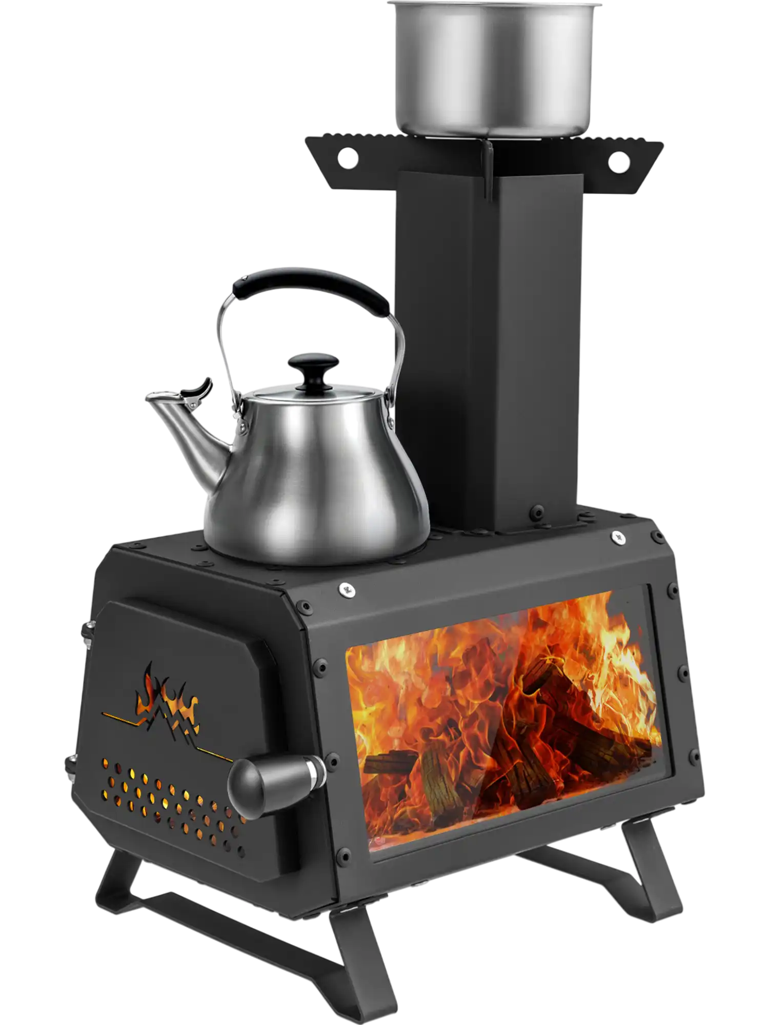 Costway Portable Wood Burning Camping Stove Tabletop Fire Pit 2 Cooking Positions 89423175 New