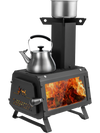 Patented Portable Wood Camping Burning Stove Heater Tabletop Fire Pit with 2 Cooking Positions