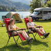 Portable Zero Gravity Chairs with Cup Holder Trays and Backrest Set of 2-Red - Gallery View 1 of 9