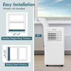 Portable 8000 BTU air conditioner with remote control, LED display, and window installation kit for easy setup.