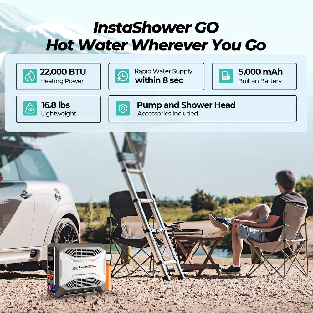 Fogatti InstaShower Go Pro Portable Water Heater with Water Pump 22,000 BTU Propane New