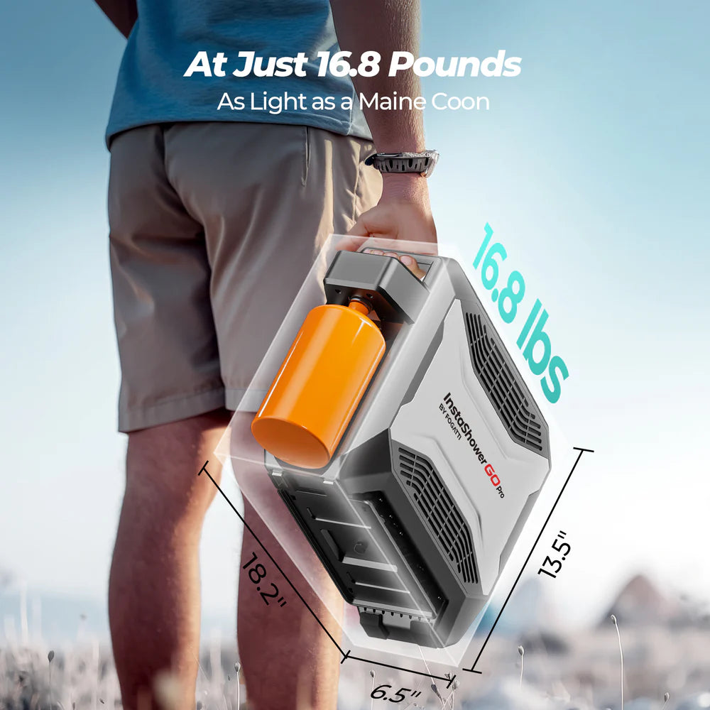 Fogatti InstaShower Go Pro Portable Water Heater with Water Pump 22,000 BTU Propane New