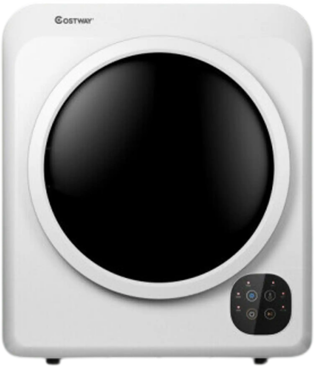 Powerful 1700W tumble dryer with a steel drum, designed for fast drying performance in a modern bathroom setting.