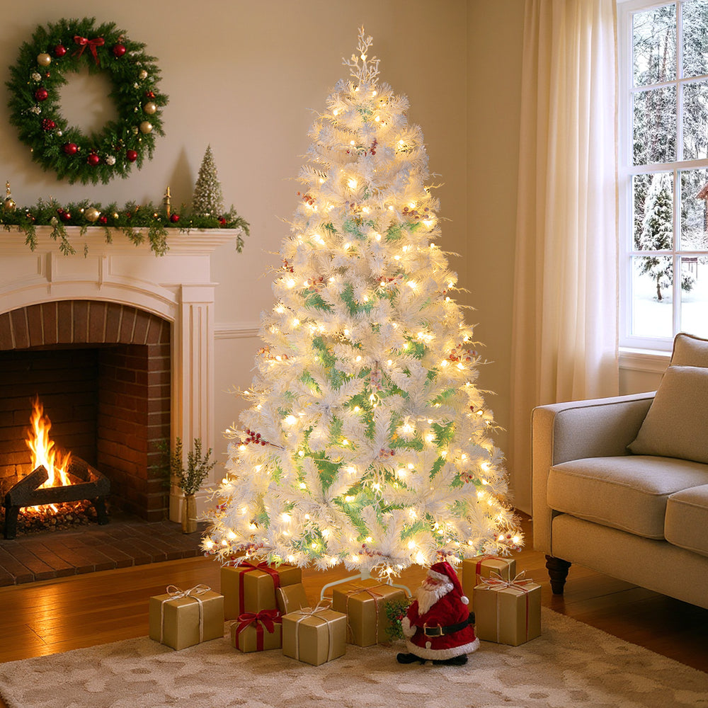 Pre-Lit Artificial Christmas Tree with Snow Flocked Branch Tips-S - Gallery View 1 of 10