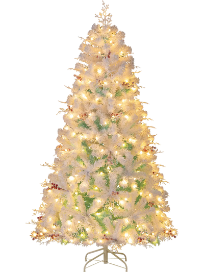 Costway Pre-Lit Snow Flocked Artificial Christmas Tree 68528974 New