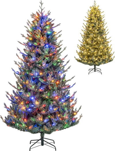 Costway Pre-Lit Artificial Christmas Tree Multicolored LED Lights 20327069 New