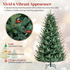 Pre-lit artificial Christmas tree with multicolored LED lights, featuring 1306 lush branch tips and natural pine cones.