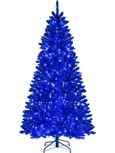 Costway Pre-Lit Artificial Christmas Tree Blue LED 3 Modes 95116316 New