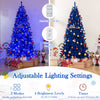 7 ft pre-lit artificial Christmas tree in vibrant royal blue with 340 LED lights, featuring adjustable modes and.