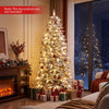 Pre-lit artificial Christmas tree with 280 warm white LED lights, featuring a tiered cypress-inspired design for festive elegance.