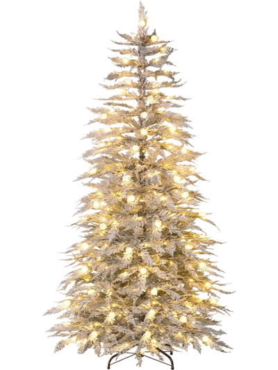 Costway Pre-Lit Artificial Christmas Tree Warm White LED 8-Mode 16924235 New