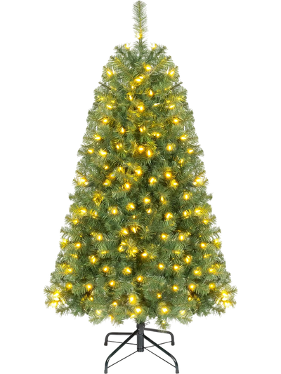 Costway Pre-Lit Artificial Christmas Tree Warm White LED Lights 24022544 New