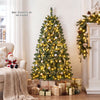 Pre-lit 5 ft artificial half Christmas tree with 250 warm white LED lights, perfect for wall placement and holiday decor.