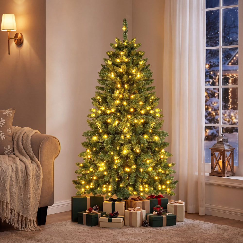 Pre-Lit Artificial Half National Christmas Tree with 8 Flash Modes-5 ft - Gallery View 1 of 11