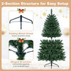 Pre-lit 5 ft artificial half Christmas tree with 250 warm white LED lights and sturdy metal stand for easy setup.