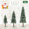Set of 3 pre-lit snowy Christmas trees with 50, 100, and 150 LED lights, perfect for space-saving holiday decor.