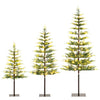 Set of 3 pre-lit cypress Christmas trees in green, featuring realistic branch tips and warm white LED lights for festive decor.