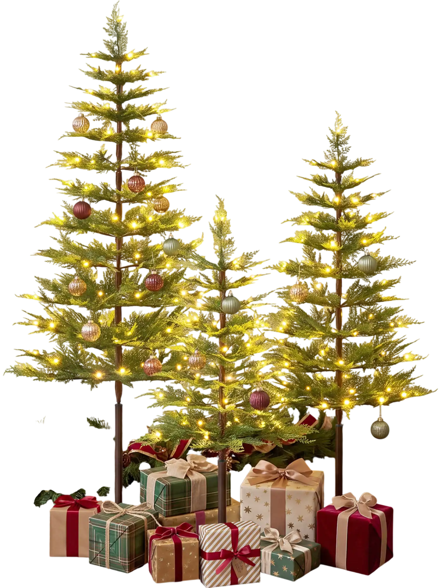 Costway Pre-Lit Cypress Christmas Tree Set of 3 LED 3' 4' 5' 58167309 New