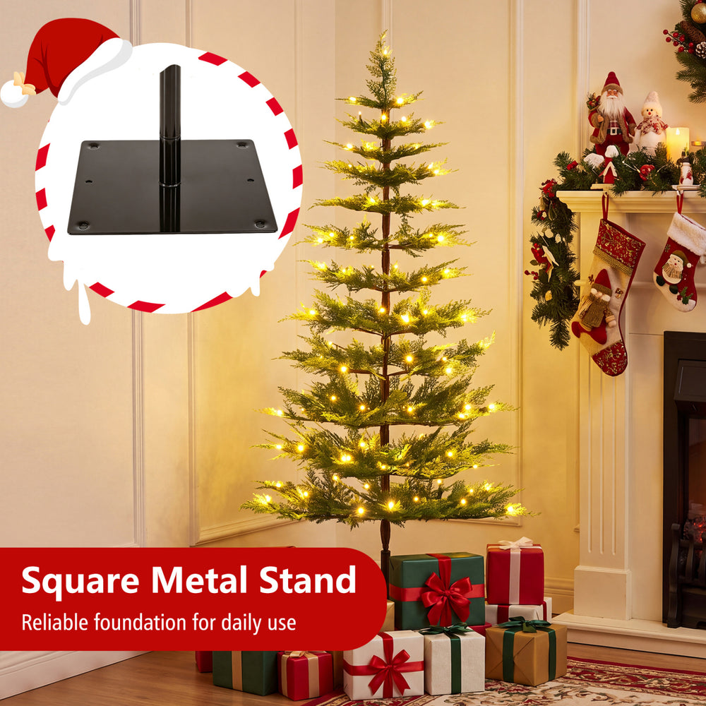 Pre-lit cypress Christmas tree set of 3 in green with a square metal stand for reliable support and festive decoration.