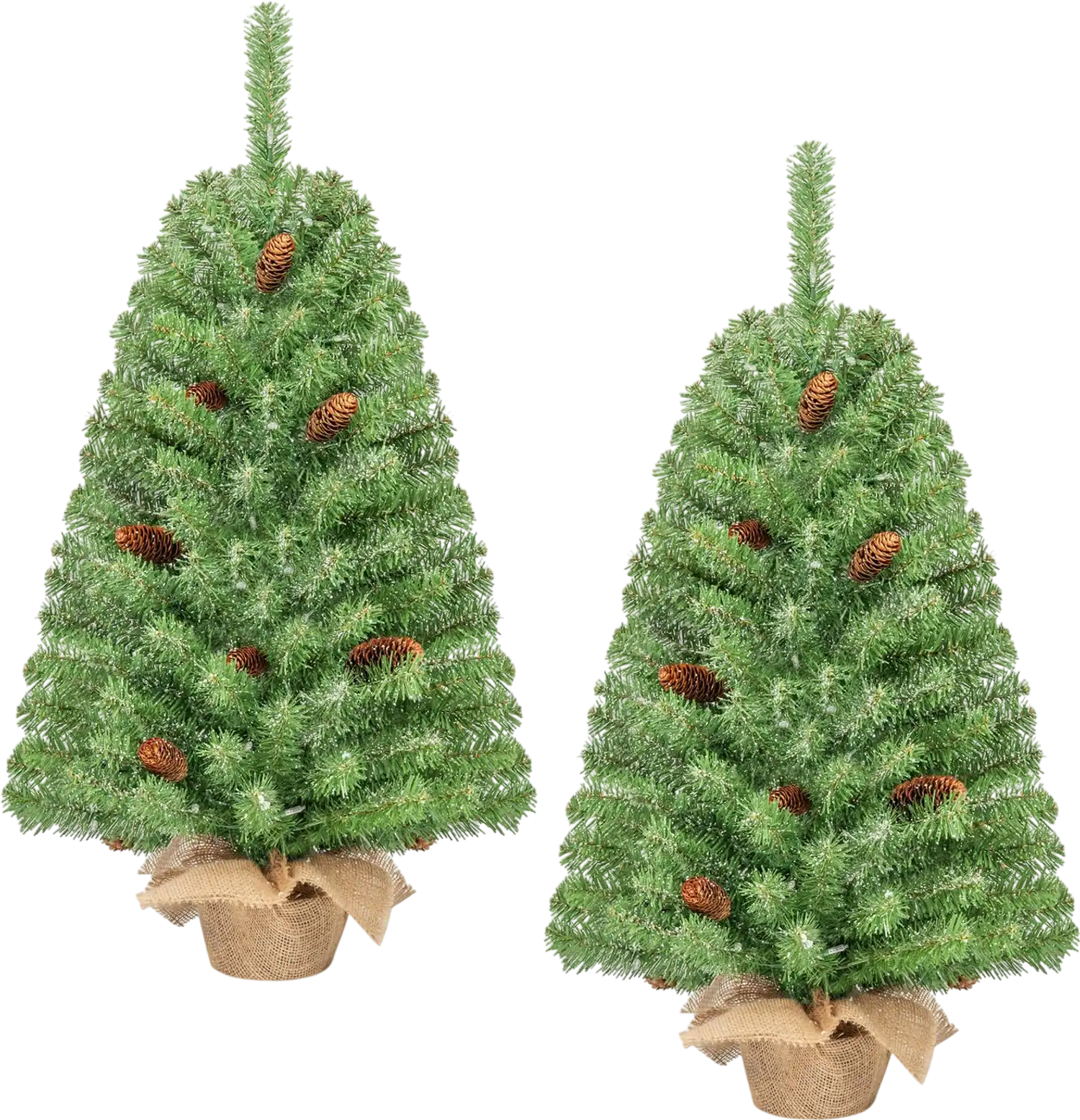 Costway Pre-Lit Mini Christmas Tree Set of 2 50 Warm White LED Lights Timer 28294698 New