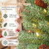 Pre-lit mini Christmas tree with snow-dusted tips, pine cones and warm white LED lights for festive small spaces.