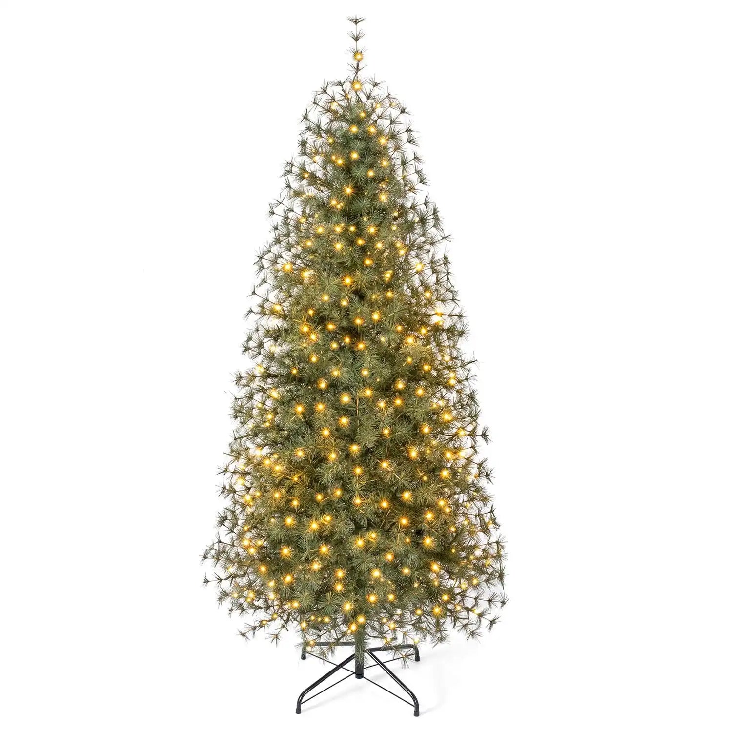 Costway Pre-Lit Pine Christmas Tree 225 Warm White LED 8-Mode 72518063 New
