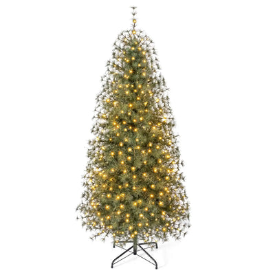 Costway Pre-Lit Pine Christmas Tree 225 Warm White LED 8-Mode 72518063 New