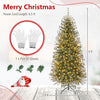 Pre-lit 6 ft Virginia pine Christmas tree with 225 warm white LED lights and gloves for easy holiday decorating.