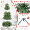 Pre-lit 6 ft Virginia pine Christmas tree with 225 warm white LED lights and hinged connection for easy setup.