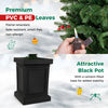 Pre-lit potted pencil Christmas tree with flame-retardant PE leaves, red berries, and a stable black cement-filled pot.