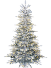 7/6 FT pre-lit snow flocked artificial Christmas tree featuring 1068 branch tips and a charming winter-inspired design.