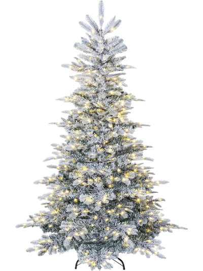 Costway Pre-Lit Snow Flocked Artificial Christmas Tree Easy-Setup Hinges 91830786 New