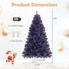 6ft pre-lit tinsel Christmas tree in deep purple with 688 lush branch tips and warm white LED lights for festive decor.