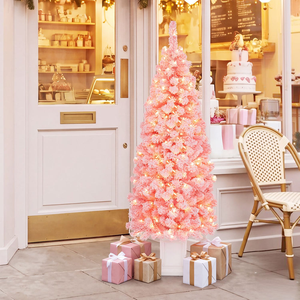 Pre-lit Potted Artificial Christmas Tree with 100/130 Warm White LED Lights-5FT - Gallery View 1 of 11