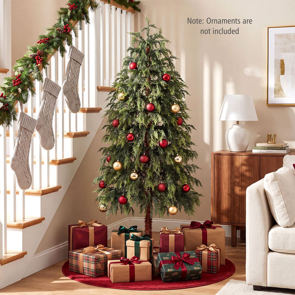 Prelit 6FT artificial Christmas tree with warm white and multicolor LED lights, featuring realistic branches and stable metal base.