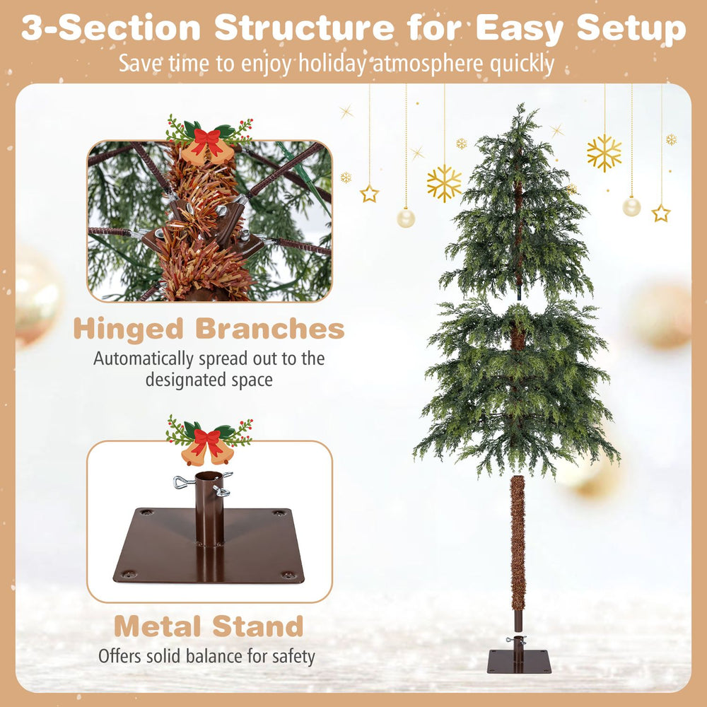 Prelit 6FT artificial Christmas tree features 274 branches, 190 LED lights, and a stable metal stand for easy setup.