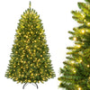 Premium 5 ft hinged artificial fir Christmas tree with LED lights, featuring 600 branches for ample decoration space.