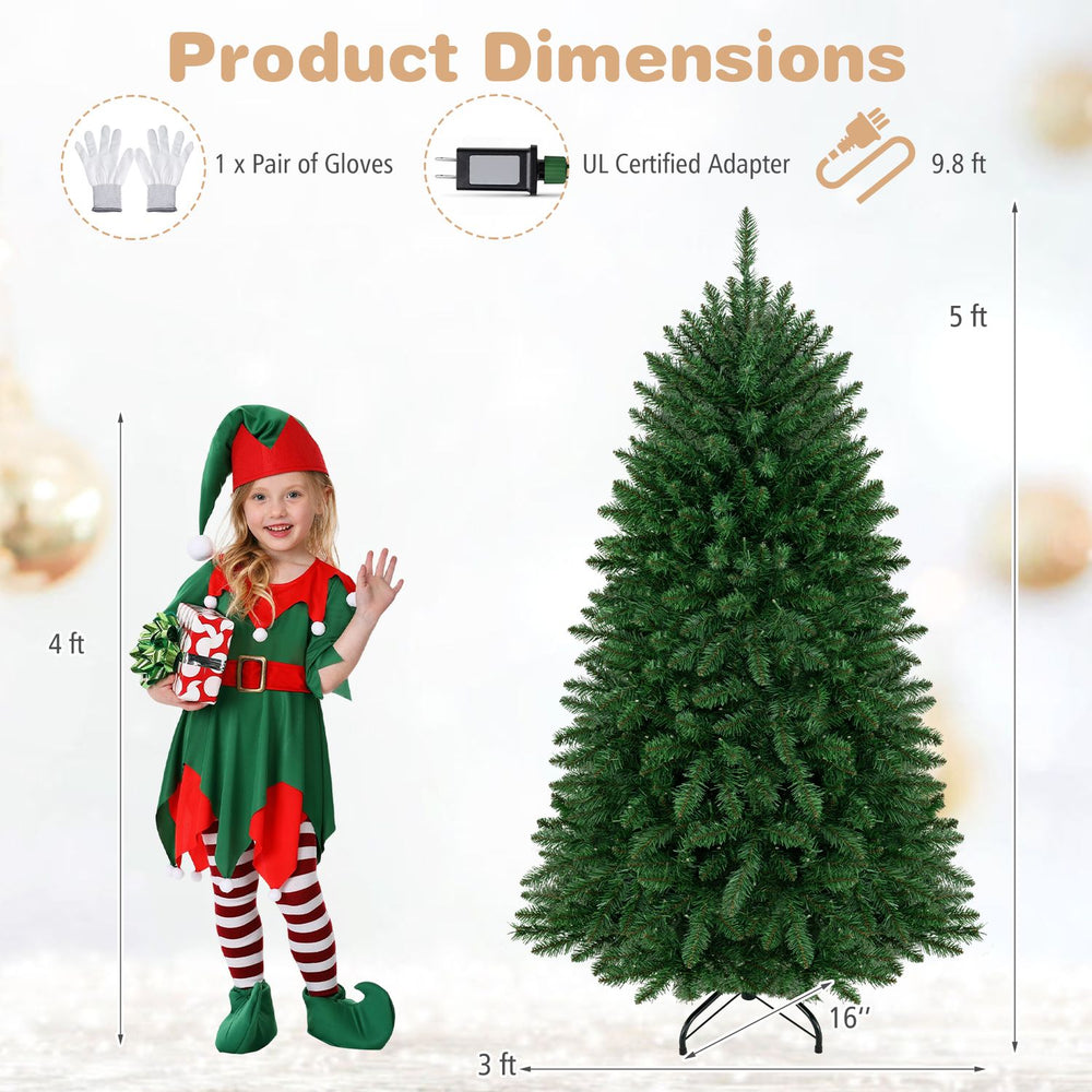 Premium 5 ft hinged artificial fir Christmas tree with LED lights, ideal for festive home and office decorations.
