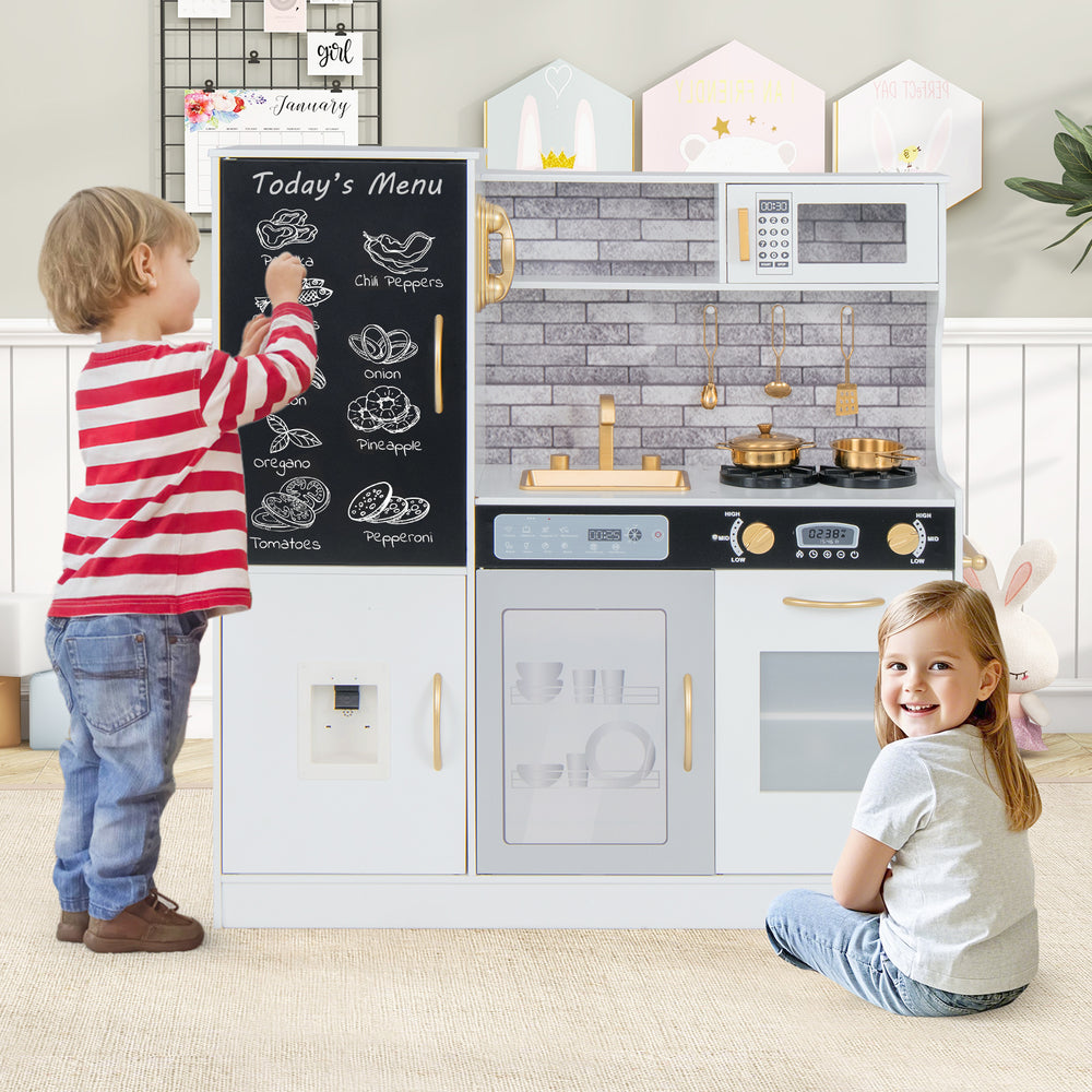 Pretend Play Kitchen with Utensils for Kids Aged 3+-White - Gallery View 1 of 8