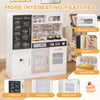Pretend play kitchen in white featuring a microwave, sink, and dishwasher, designed for kids aged 3+, sparks creativity.