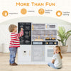 Pretend play kitchen for kids with utensils, featuring a dishwasher, oven, and realistic cooking sounds for imaginative.